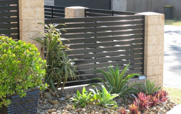 Black Horizontal Slat Fence Panels